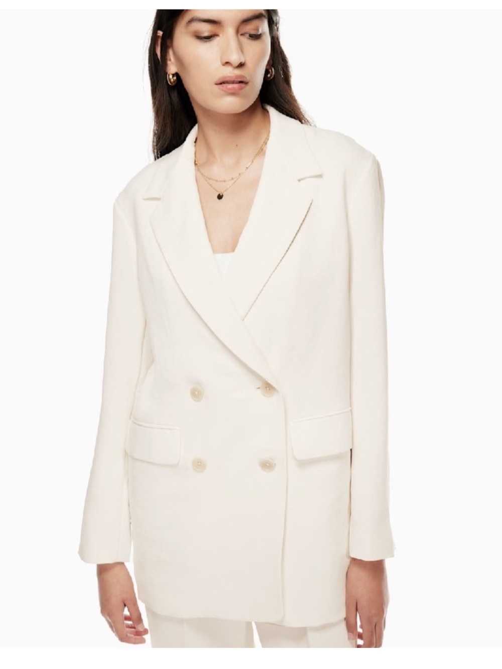 Aritzia Wilfred Cherrelle Double-Breasted Blazer - Light Birch Sz Large BNWT